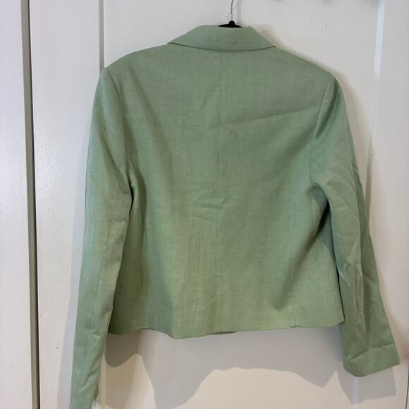 NWT Mango Mint Green Linen Cropped Sevilla Blazer Sz Large - Picture 4 of 13